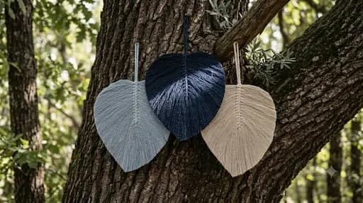 Hojas de decoración de macramé con flecos peinados