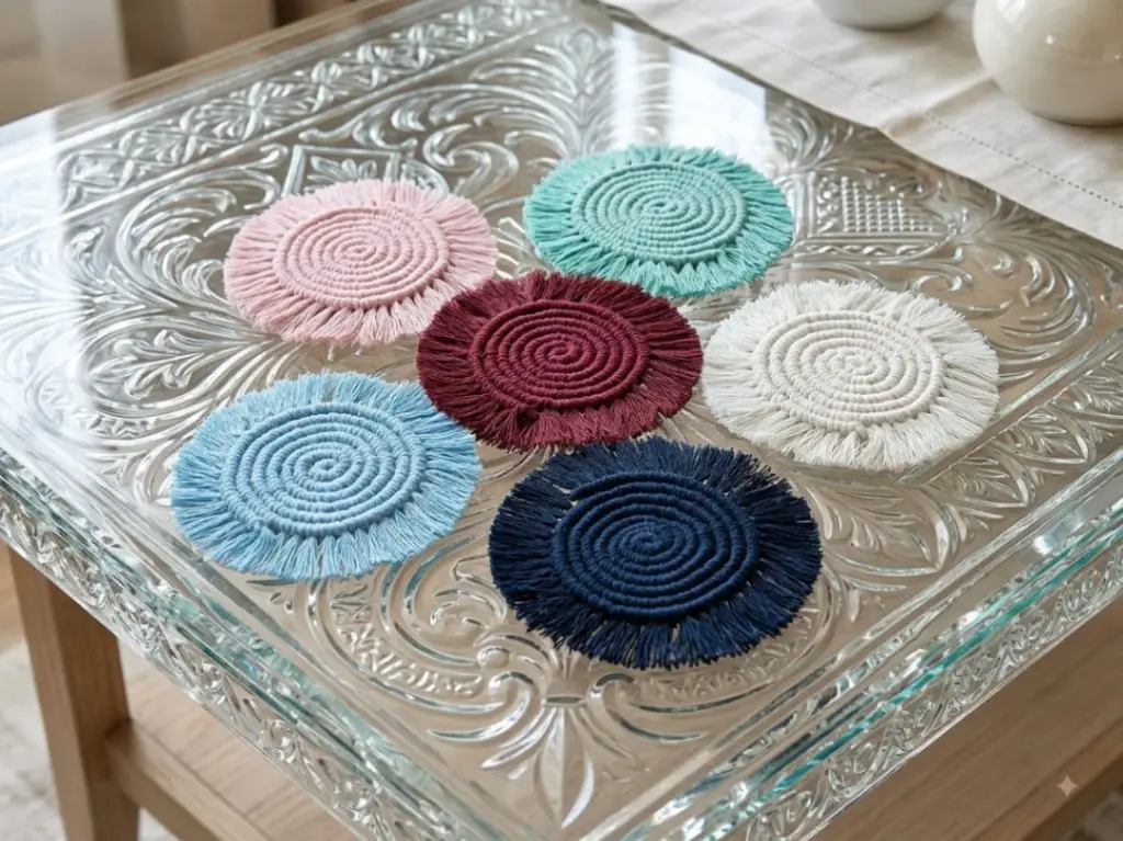 Set de posavasos de macramé en colores